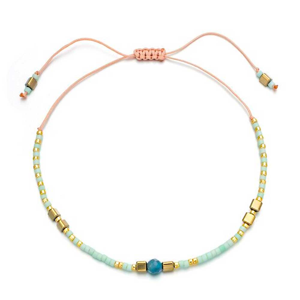 Zartes Miyuki Rocailles Armband hellblau gold, verstellbar