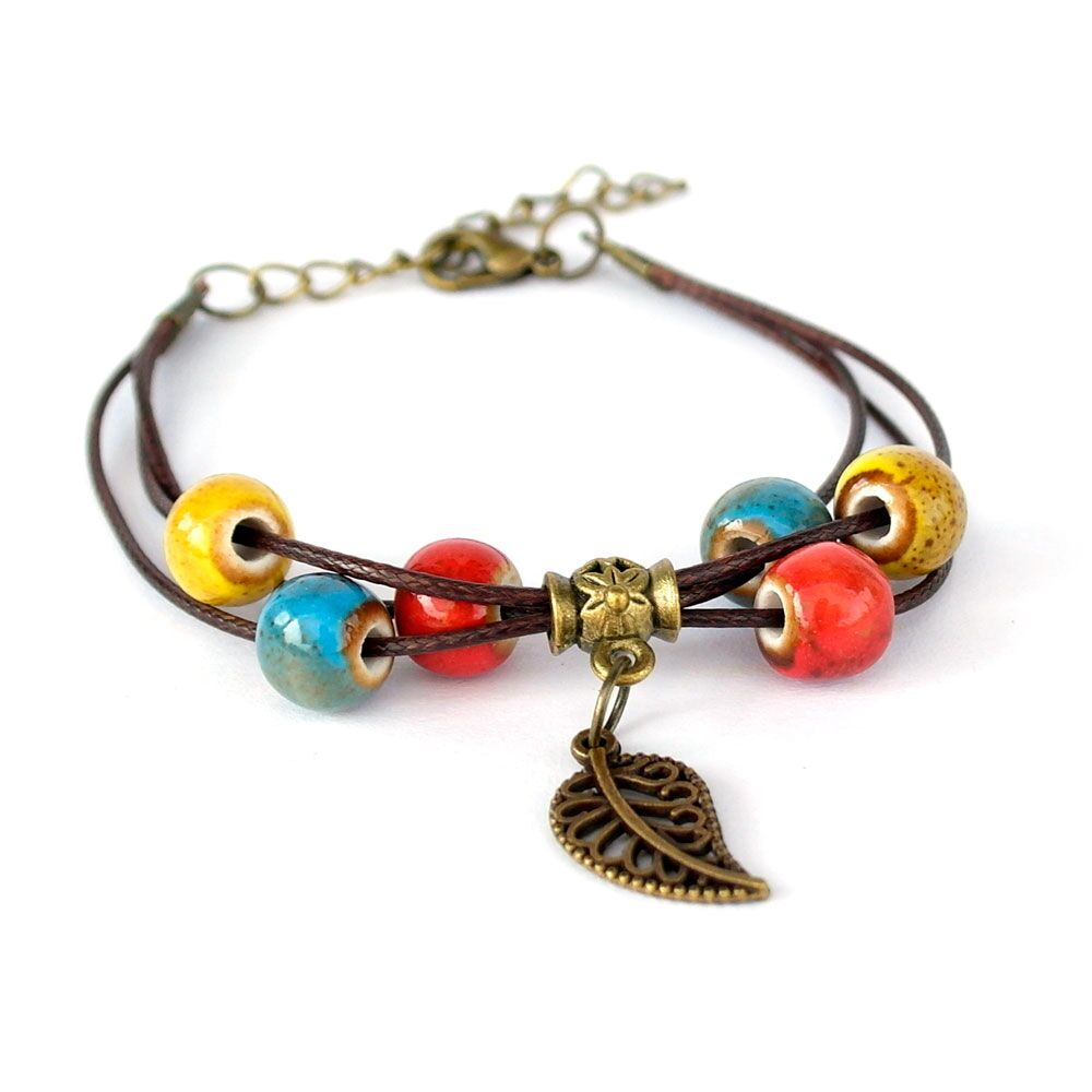 armband keramikperlen bunt natur 2