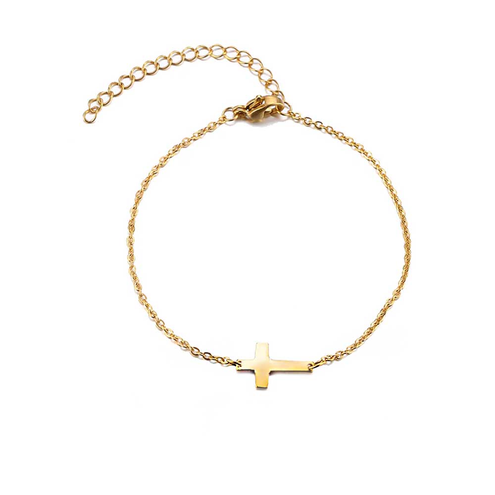 edelstahl kreuz armband gold