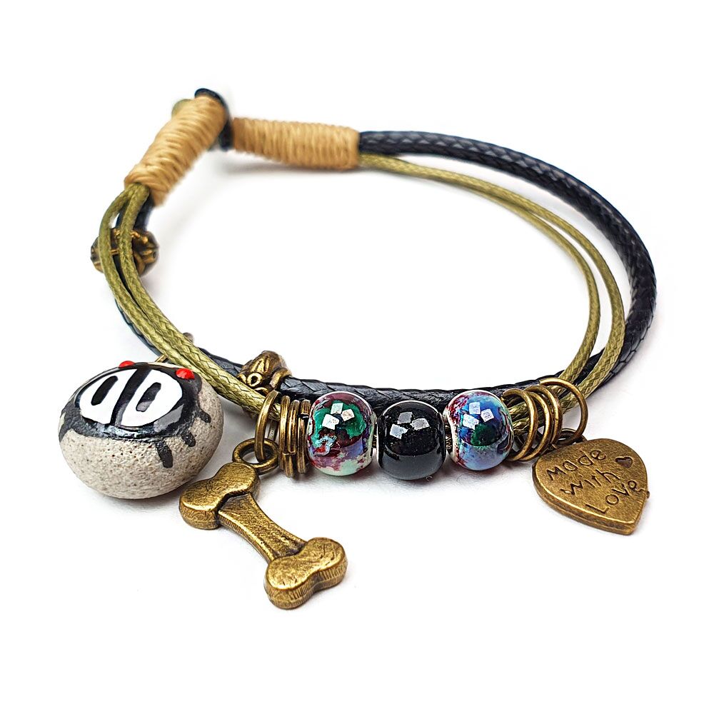 armband handarbeit tierfreund-keramik messing lampwork