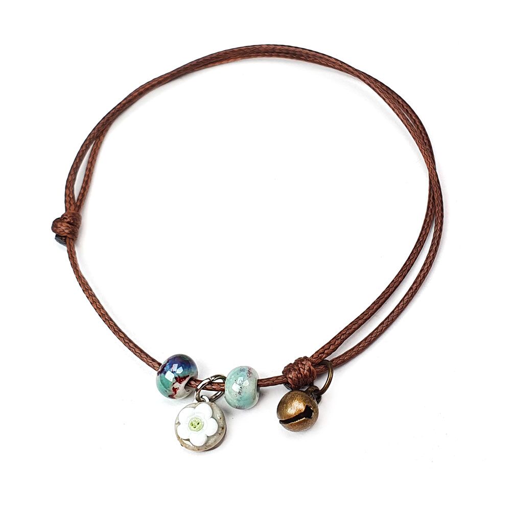 armband keramikperlen messing blume