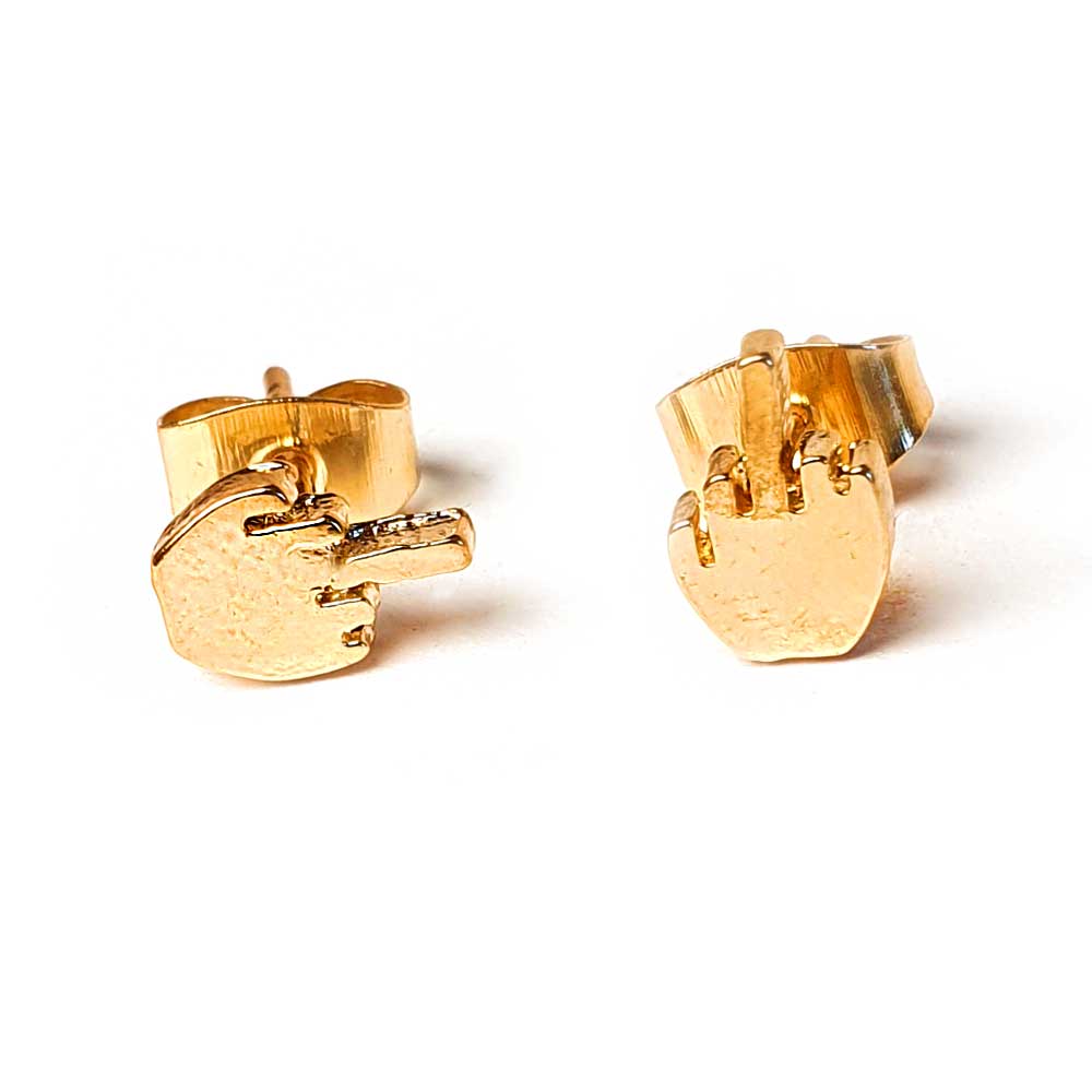 mittelfinger-stinkefinger-ohrstecker-3 ohrstecker mittelfinger edelstahl gold stinkefinger fuck off