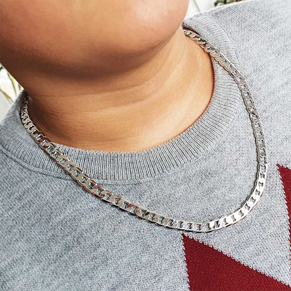 halskette-silber-mann-22 panzerkette herren flach silber