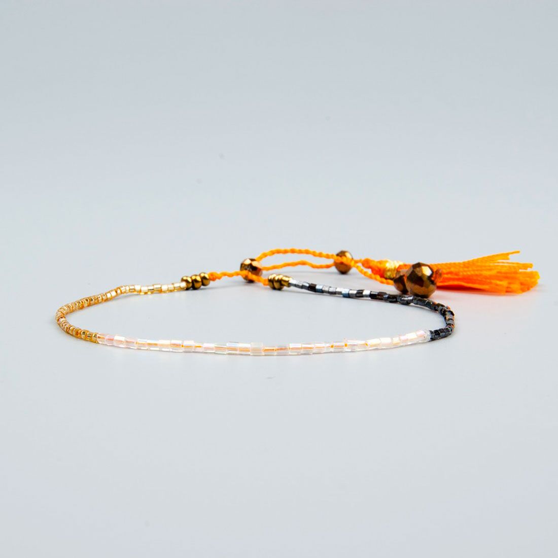 sommer-rocailles-armband-frauen-orange-gold dünnes sommer rocailles-armband rauen orange gold