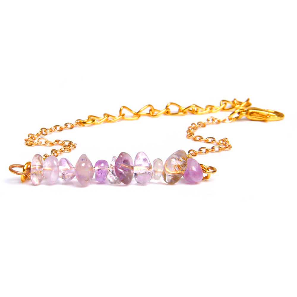 amethyst naturstein goldkette armband