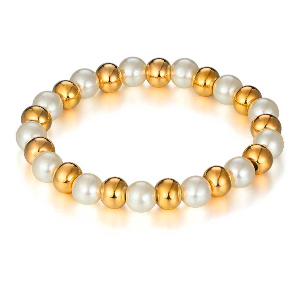 armband gold perlen edelstahl damen frauen