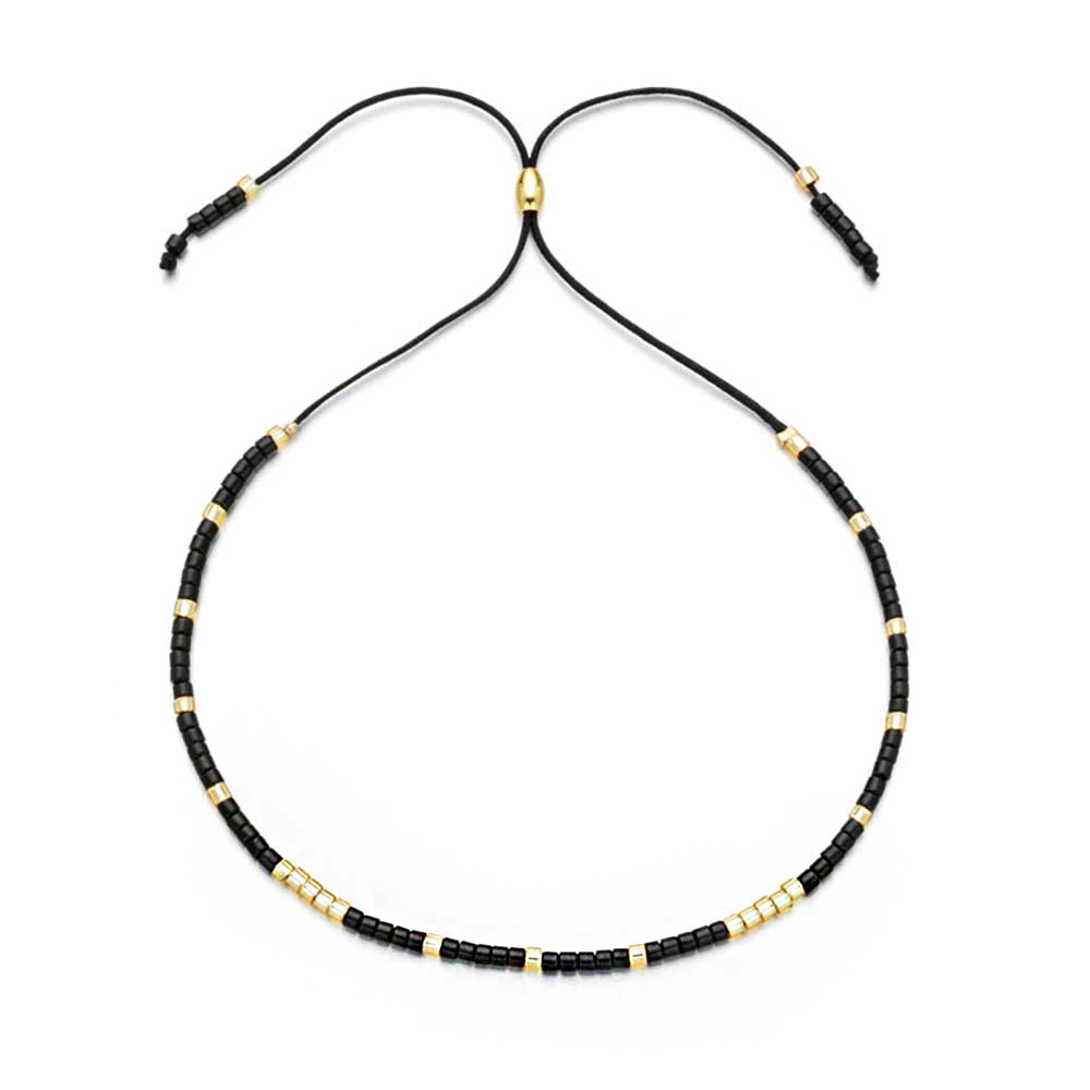 miyuki armband zart schwarz gold