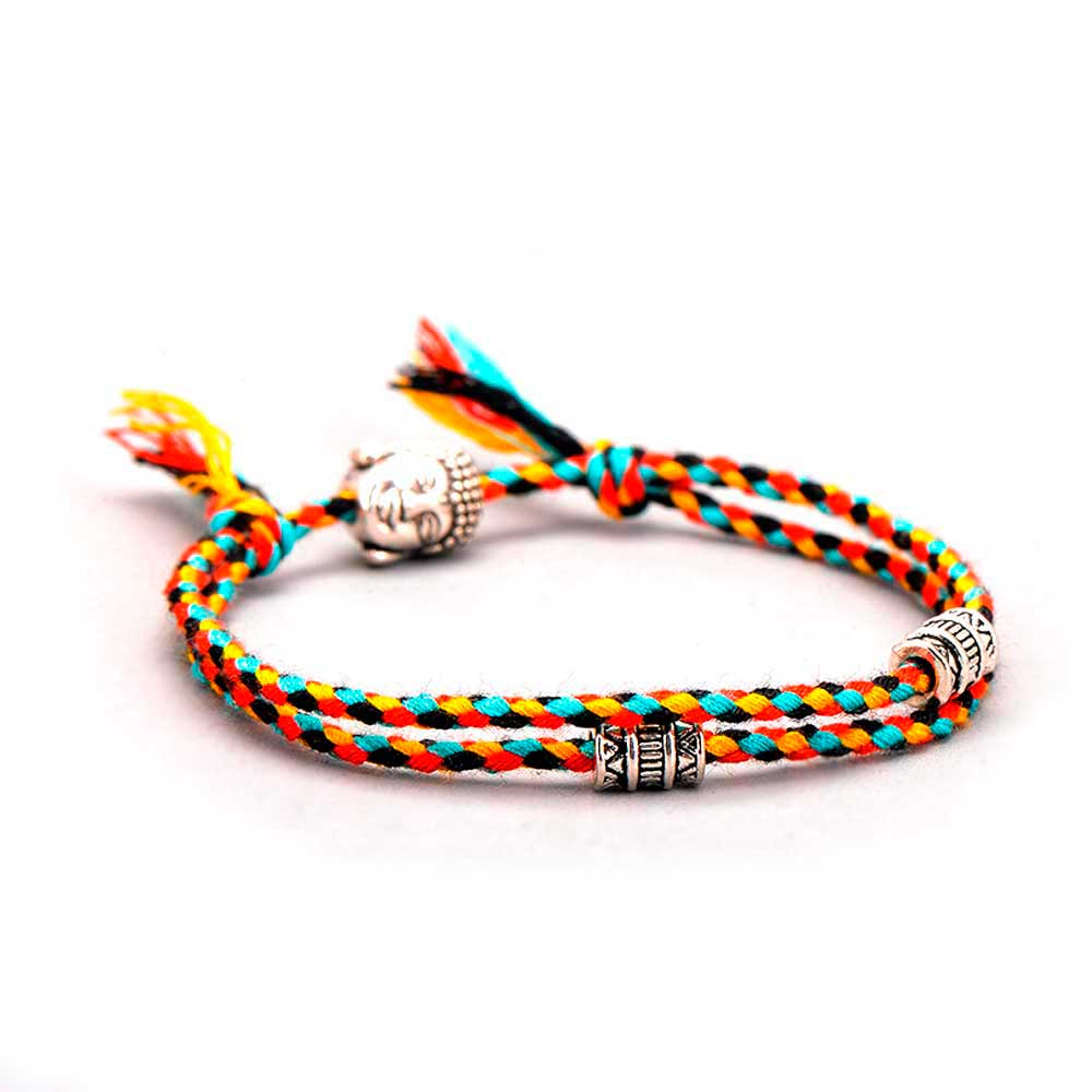 tibet buddha kopf armband bunt stoff