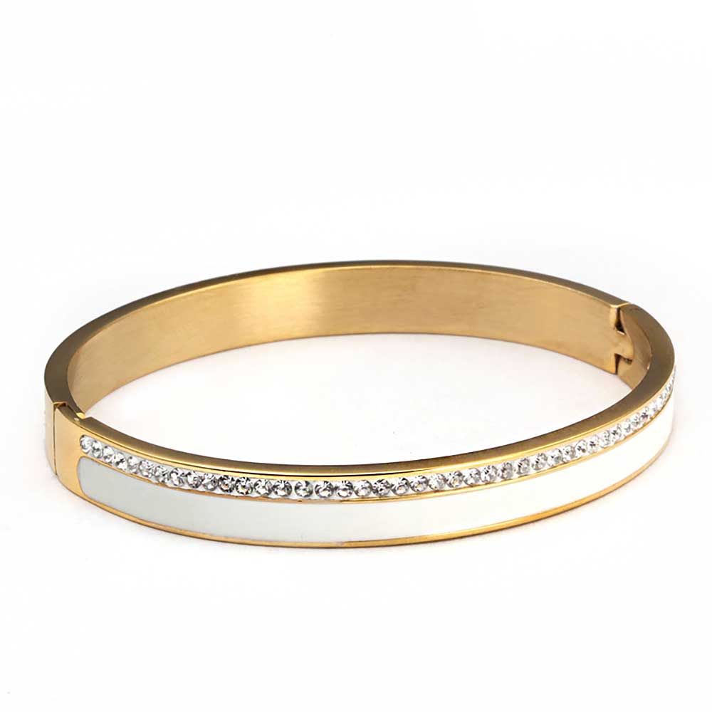damen armeif weiss emaille gold zirkonia edel