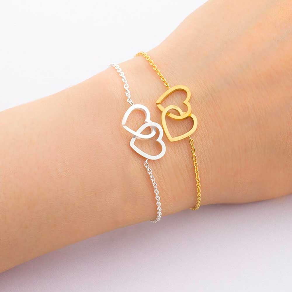 elegantes armband herzen gold silber edelstahl