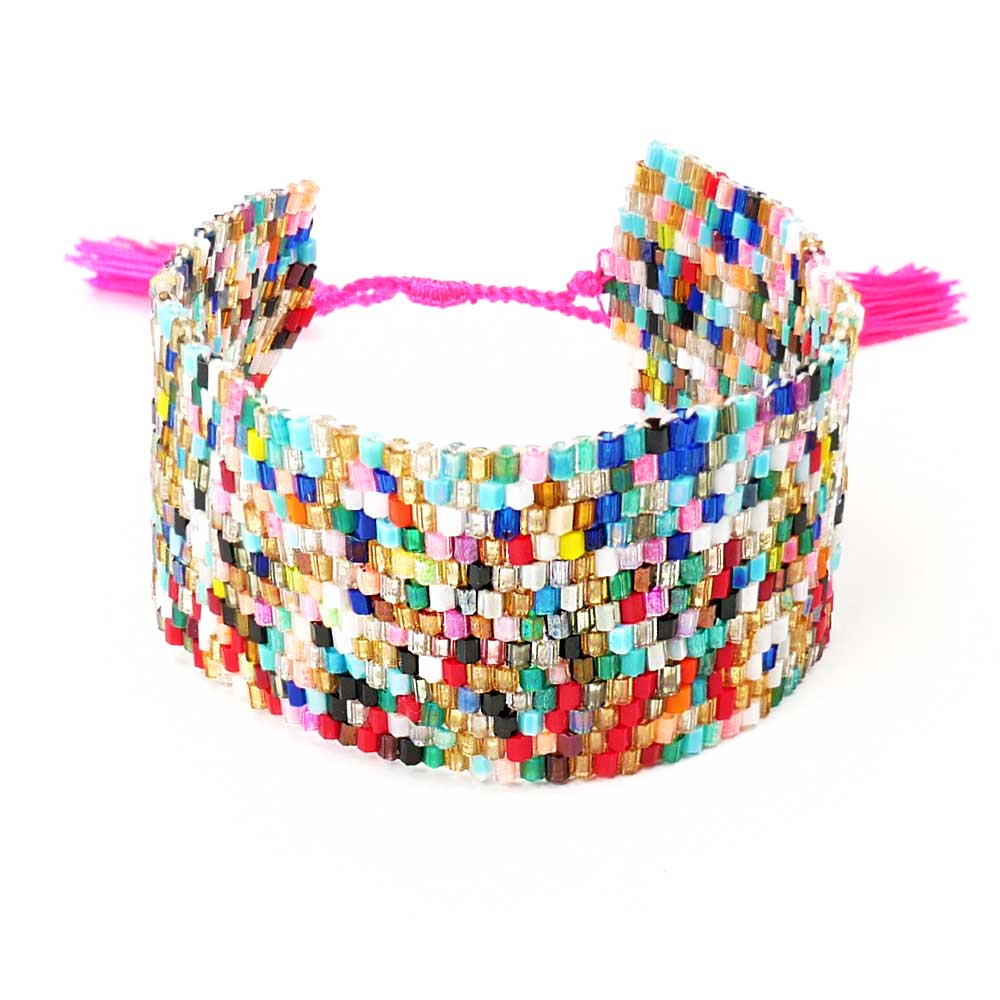 miyuki perlen armband breit bunt handarbeit