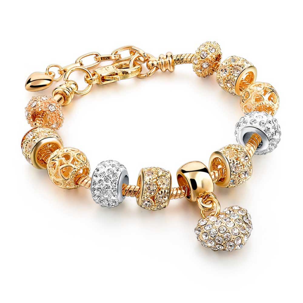charms beads bettelarmband gold zirkon herz