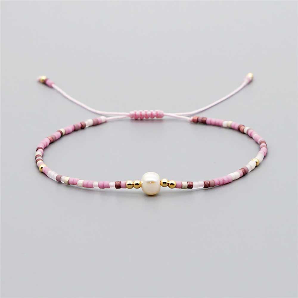 rosa miyuki armband mit solitär perle